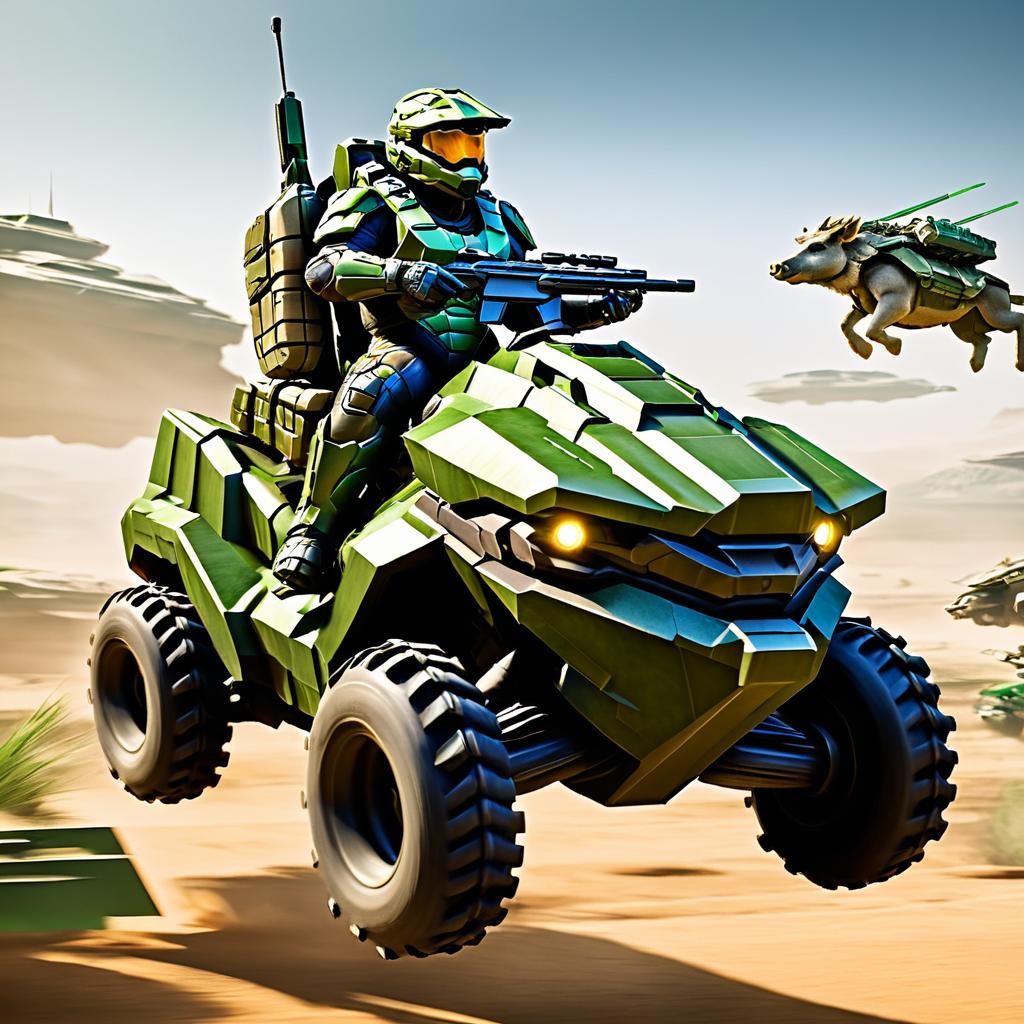 Epic Master Chief on Warthog Adventure