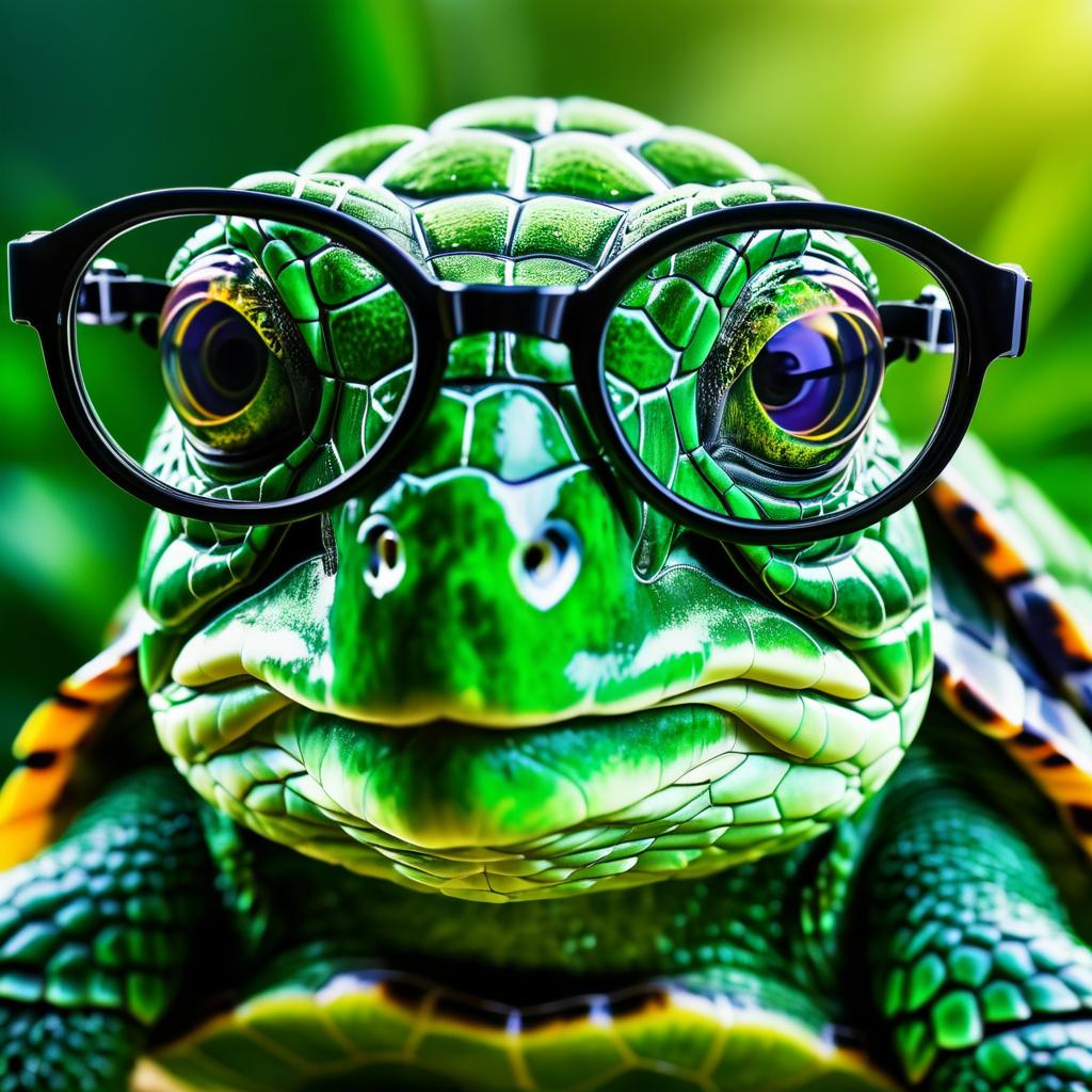 Ultra HD Turtle with Glasses Portrait