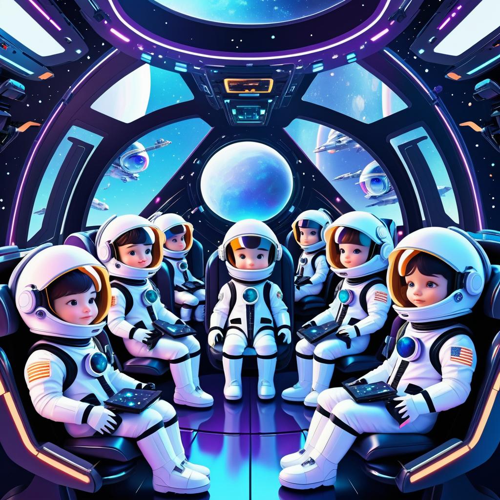 Brave Little Astronauts in Space Cockpit