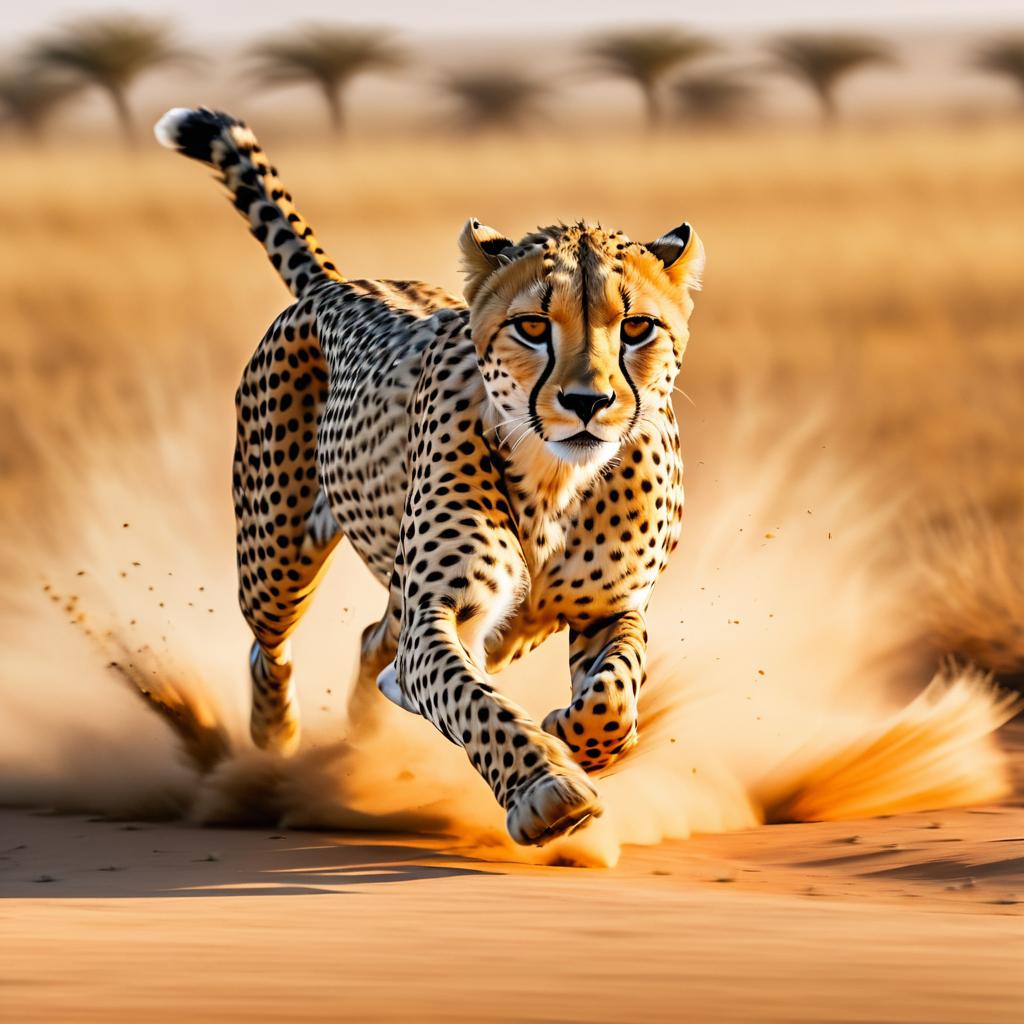 Elegant Cheetah Sprinting Across African Plains