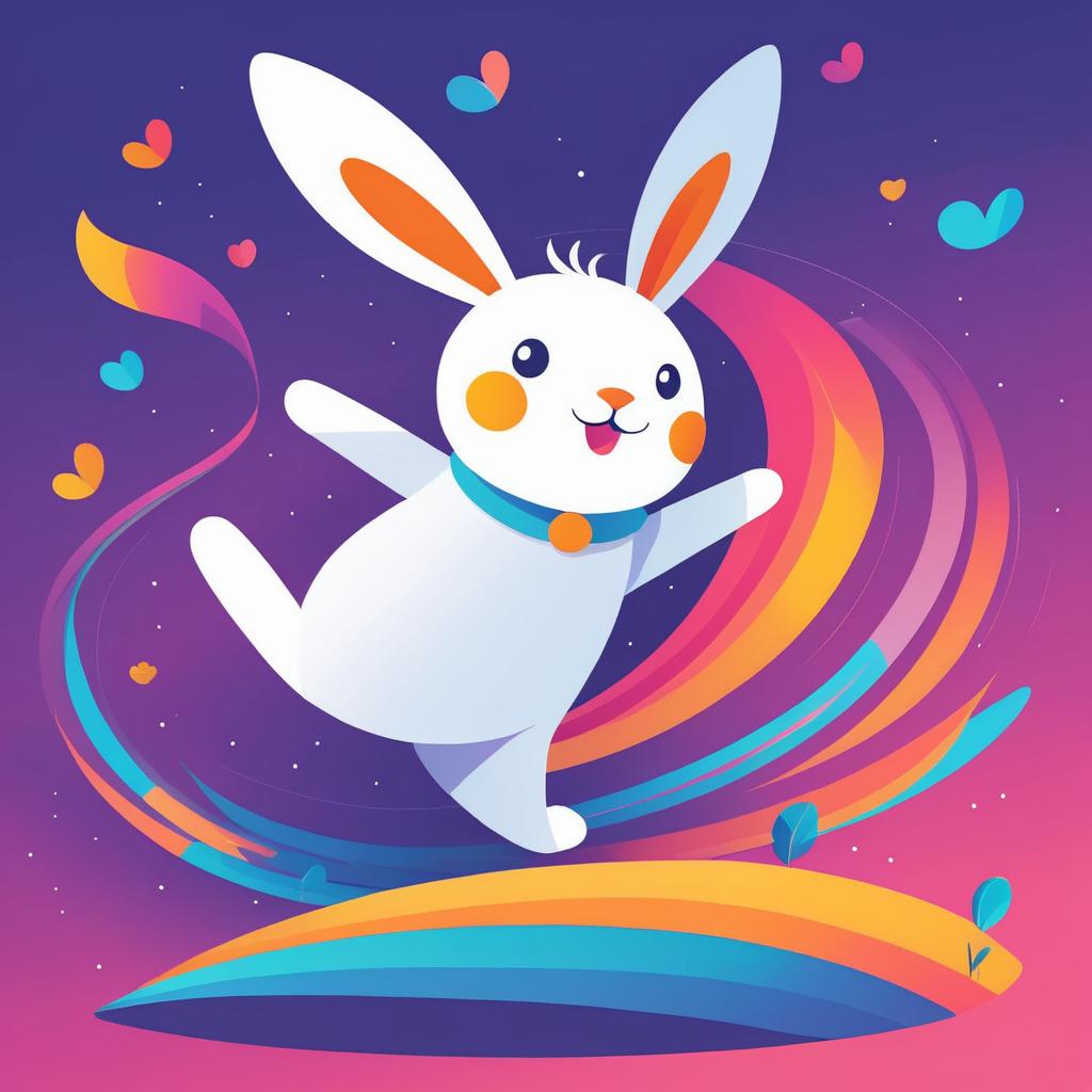 Colorful Cartoon Rabbit Book Cover Design