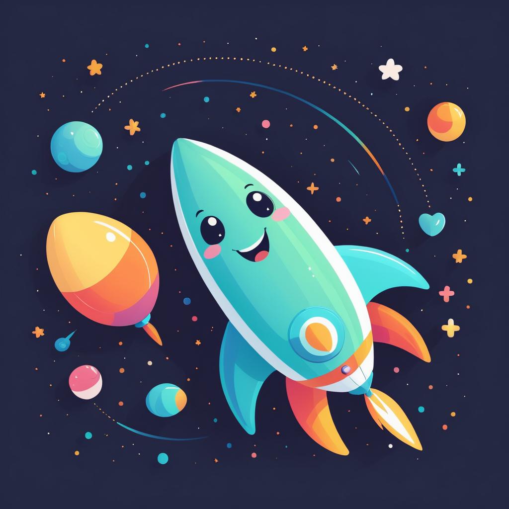 Charming Cartoon Rocket with a Smile