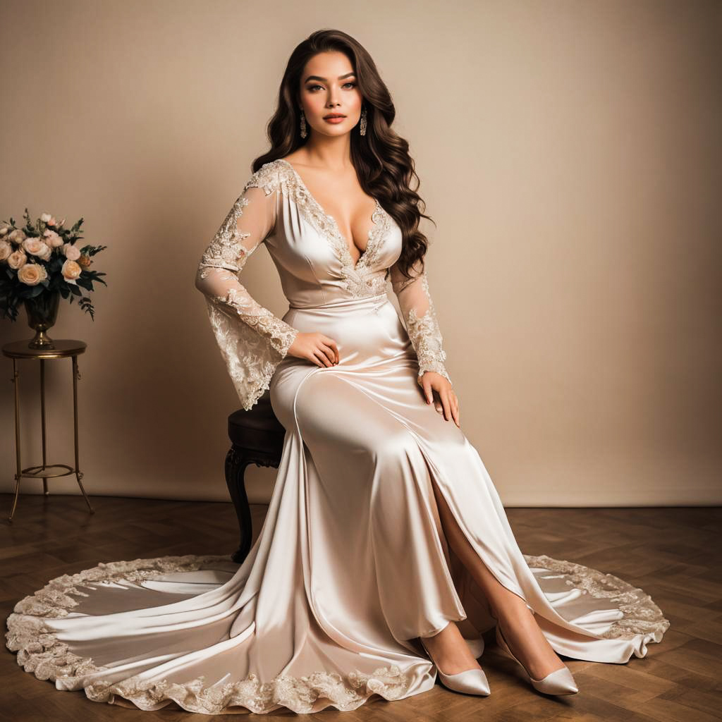 Elegant Lady in Silk Lingerie Photo Shoot