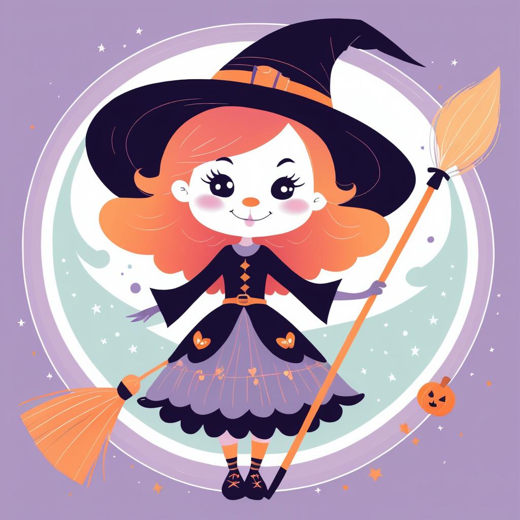 Playful Witch in Soft Pastel Colors