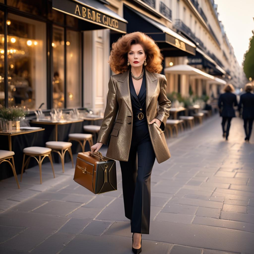 Charming Diva in Sunset Parisian Café