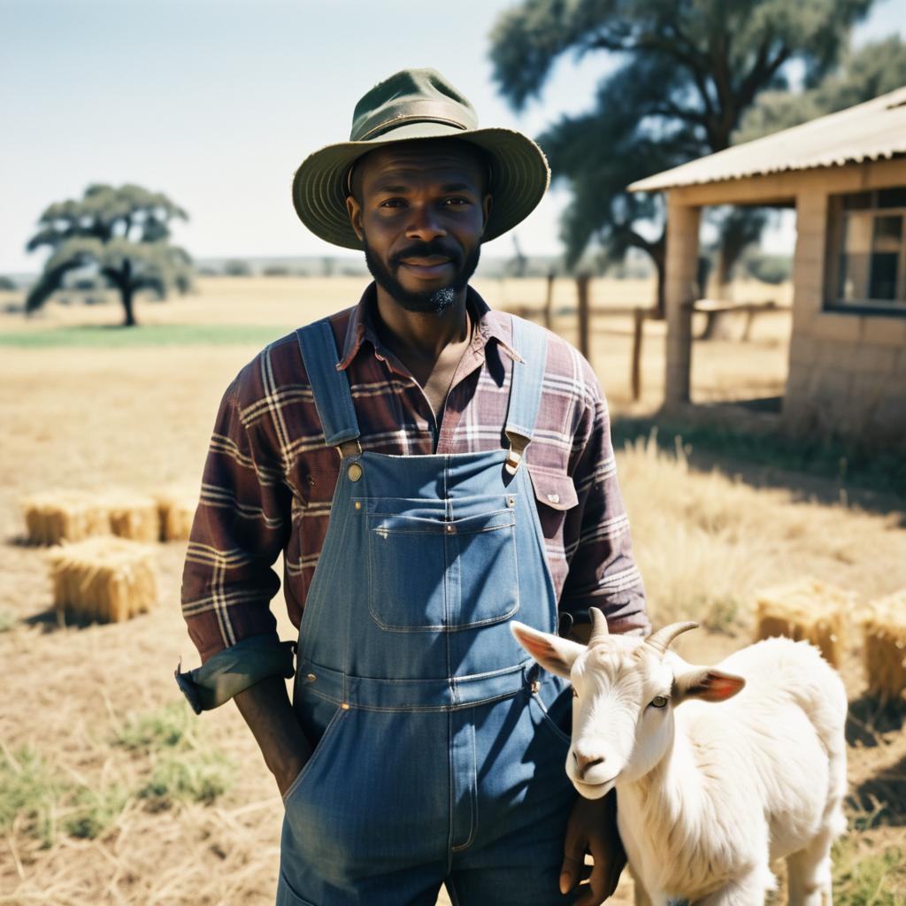 Vintage Farmer Portrait with Goat