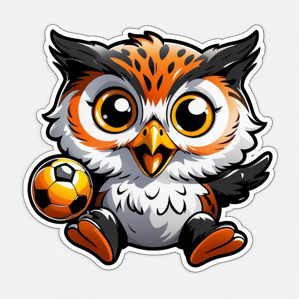 Playful Owl Cartoon Sticker Design