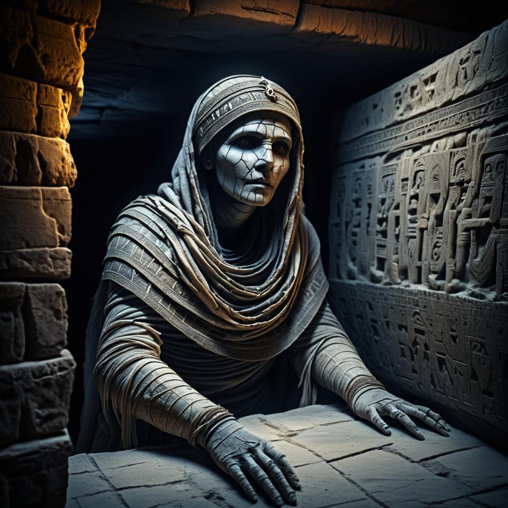 Eerie Mummy in Ancient Tomb Scene