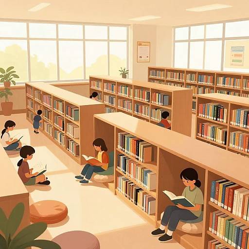 Cozy School Library Illustration