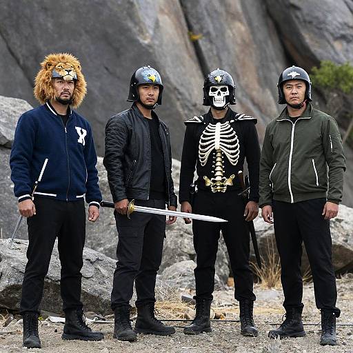 Epic Battle Ready Men in Rocky Landscape