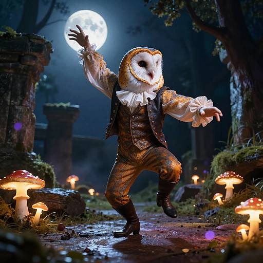 Proud Barn Owl's Moonlit Performance