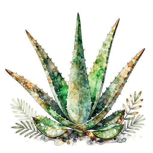 Emerald Aloe Vera Silhouette Art