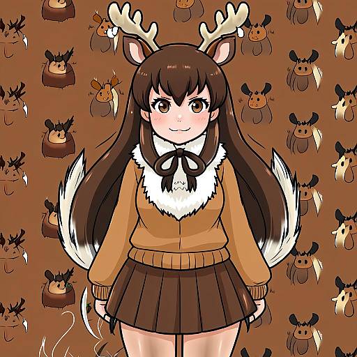 Illustration of Moose (kemono friends), kemono friends in the style of Dandara (karakure)
