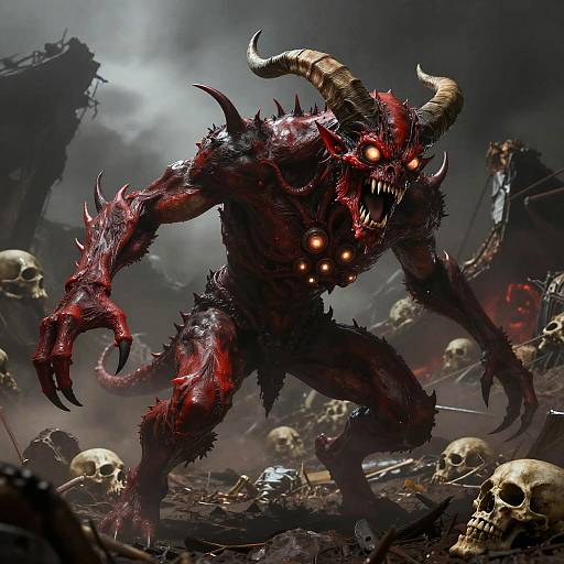 Fierce Red Demon in Wasteland