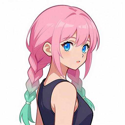 Vibrant Female Character with Gradient Hair