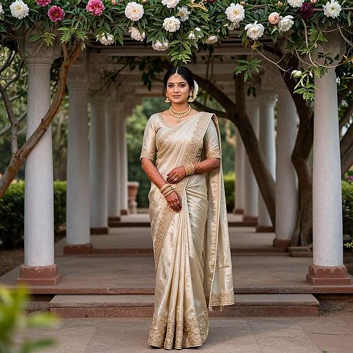Elegant Indian Bride in Temple Garden
