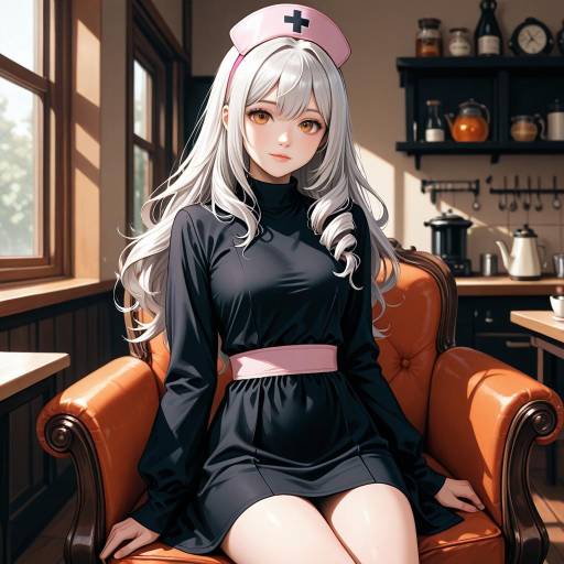 Cheerful Nurse in Cozy Cafe Corner