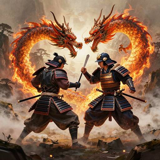 Epic Samurai vs Fiery Dragon Battle