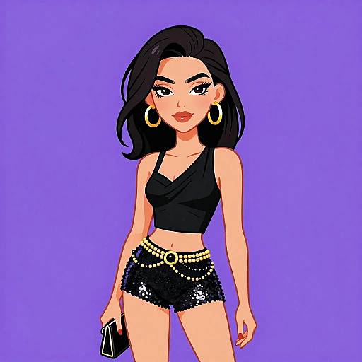 Glam Rock Woman in Sequined Outfit