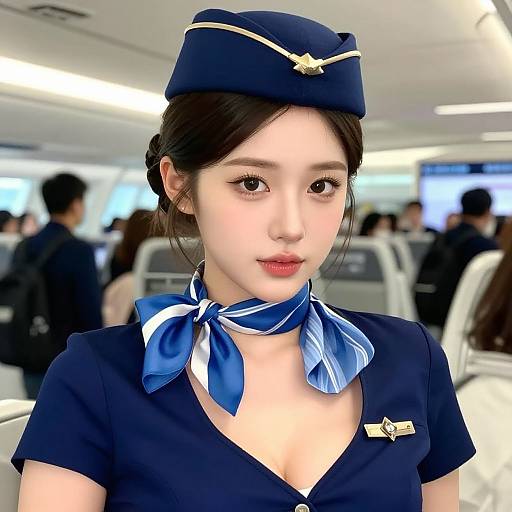 Photorealistic Korean Flight Attendant Beauty