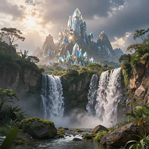 Crystal Mountains Fantasy Landscape