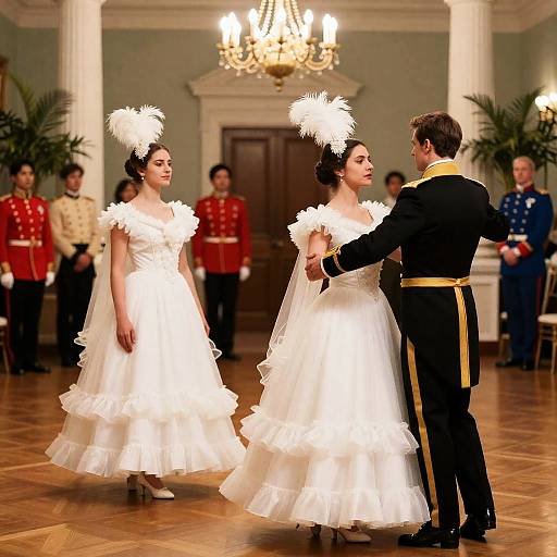 Elegant Ballroom Dance with Historical Costumes