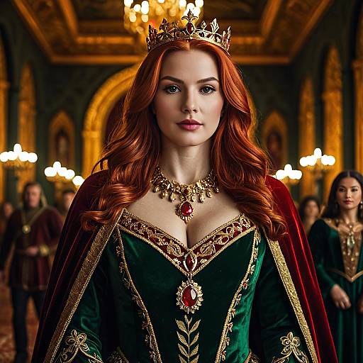 Regal Woman in Medieval Queen Costume