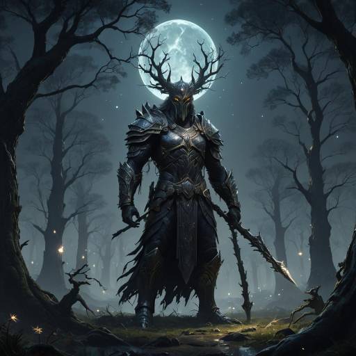Ancient Tree Warrior in Moonlit Glade Ancient Tree Warrior in Moonlit Glade