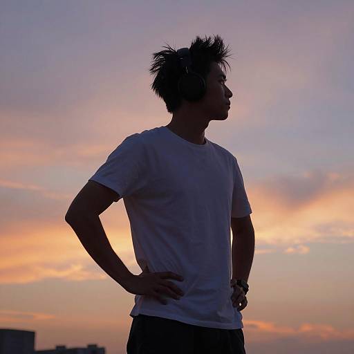 Man with Headphones at Sunset
