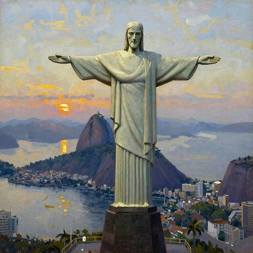 Impressionistic Christ the Redeemer Sunset