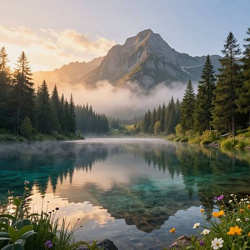 Serene Mountain Landscape at Dawn