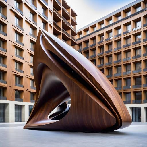 Futuristic Graffiti Sculpture in City Square