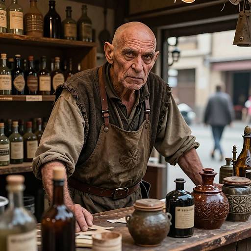 Gruff Orcish Shopkeeper at Counter