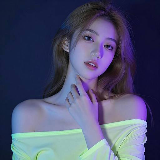 Soft Portrait Under Blue and Purple Lights