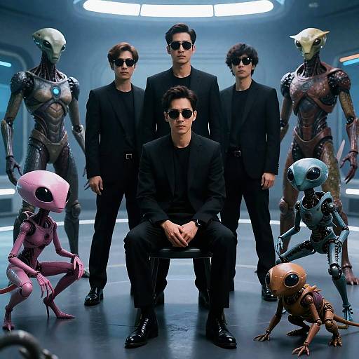 Futuristic Sci-Fi Film Group Scene