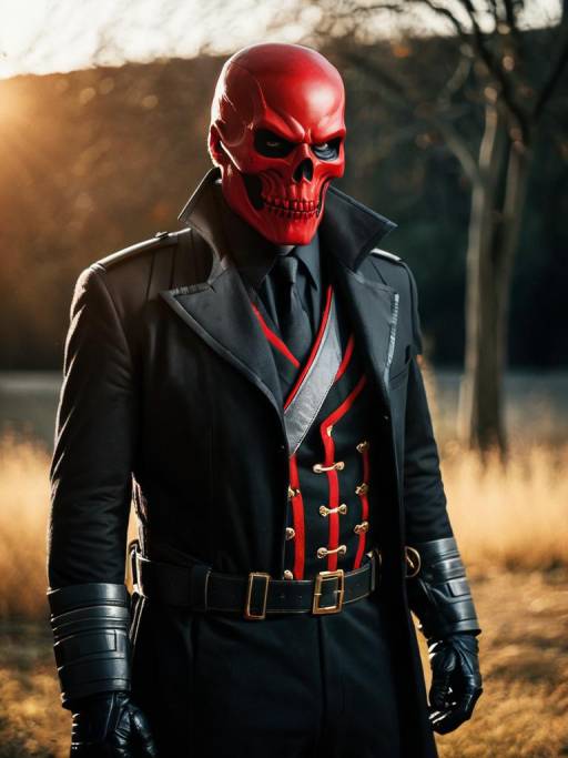 Realistic Red Skull Cosplay Photography
