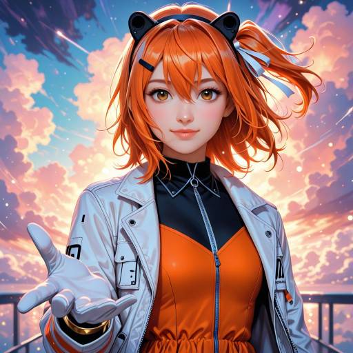 Dynamic Anime Character with Stormy Background