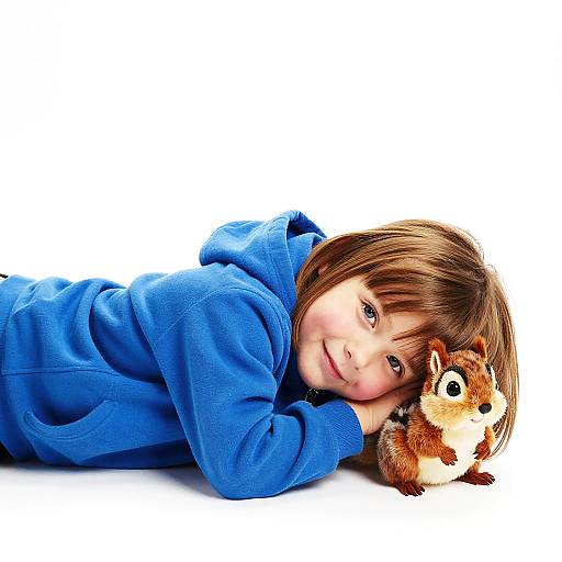 Quiet Child with Plush Squirrel