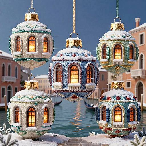 3D Vivid Winter Ornaments Masterpiece