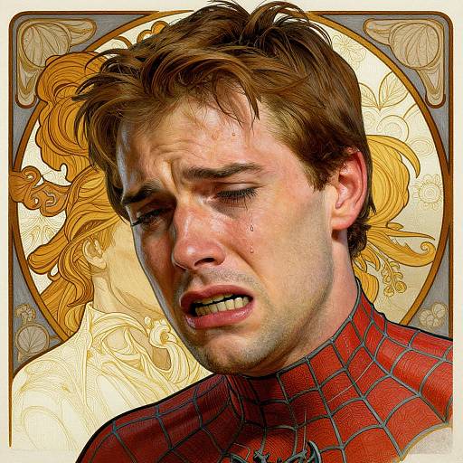Hyperrealistic Portrait of Crying Spider-Man