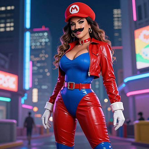 Neon Urban Mario-Inspired Femme Fatale