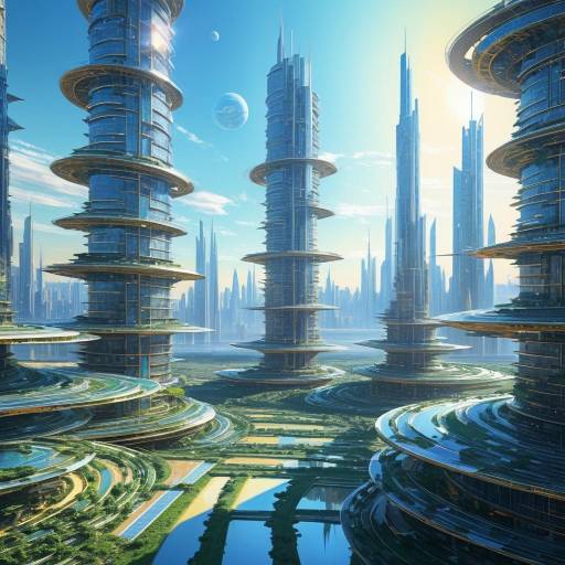 Futuristic Cityscape with Towering Skyscrapers