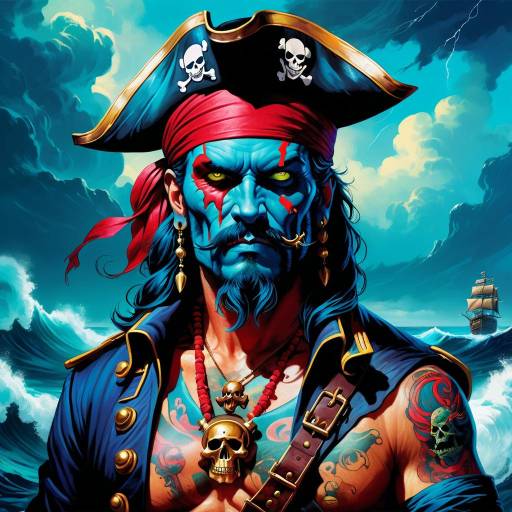 Neon Tattooed Pirate Captain in Storm Neon Tattooed Pirate Captain in Storm