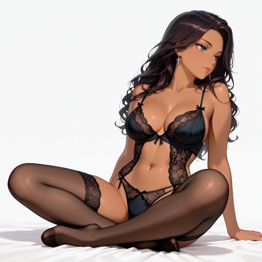 Elegant Lingerie Model with Serene Beauty Elegant Lingerie Model with Serene Beauty