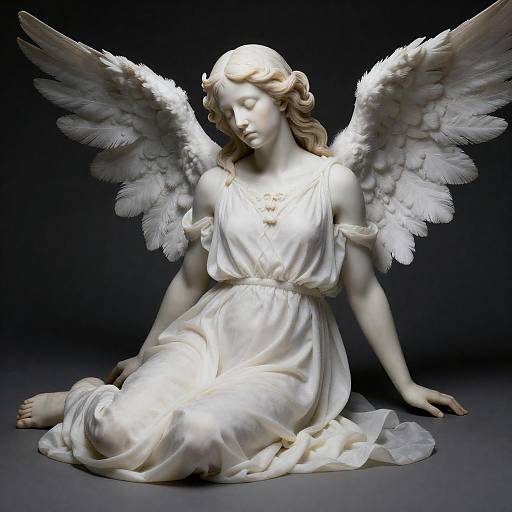 Solemn Fallen Angel in Hyper-Realism