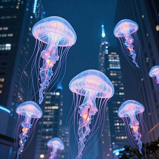 Neon Jellyfish in Urban Dreamscape