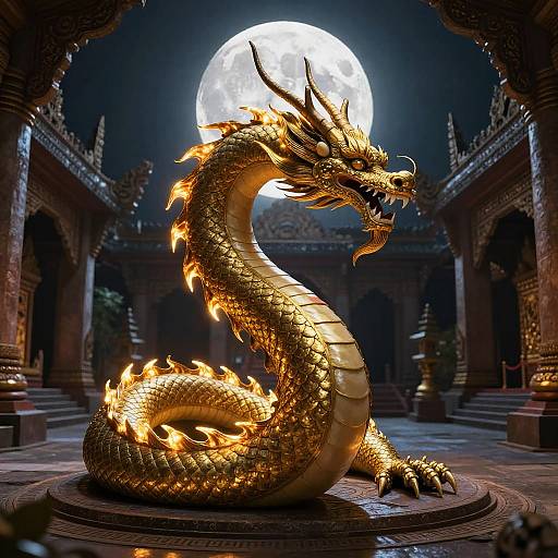 Bakunawa Serpent Dragon Under Moonlight