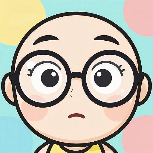 Big Eyes Cartoon Portrait with Glasses