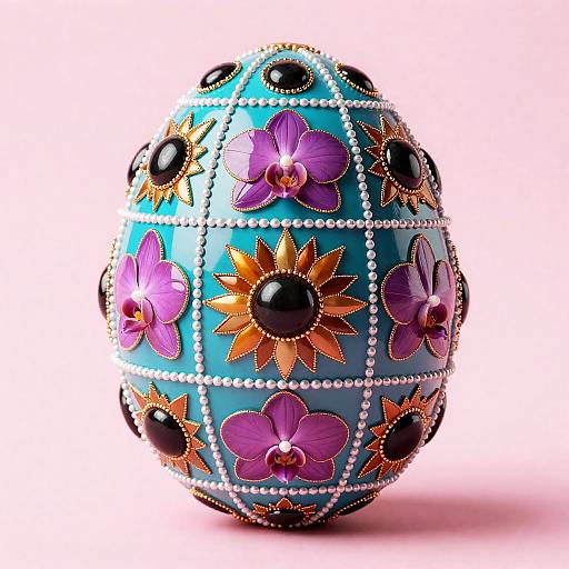 Funereal Decorated Easter Egg in Silk-Brocade