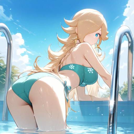 Rosalina in a Green One-Piece Swimsuit